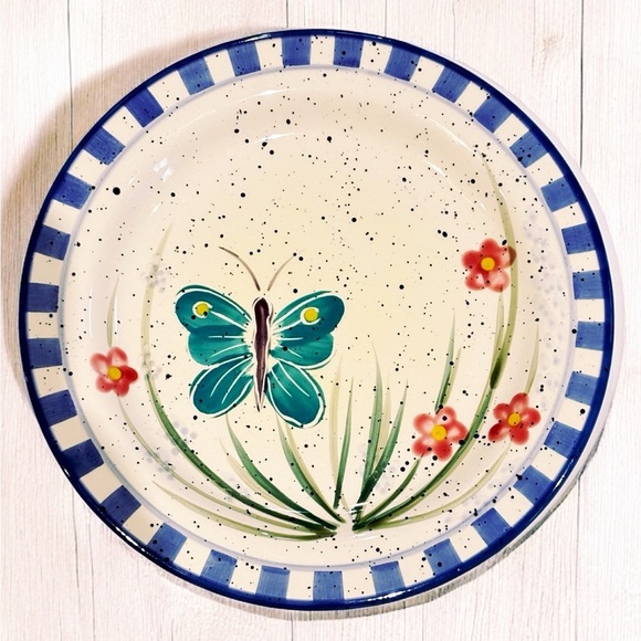 Julie Ueland Butterfly & Pansies Plate Replacement 1999 Enesco VTG Key Catcher - Picture 3 of 5